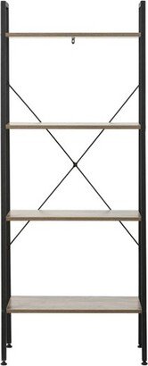 LuxenHome 4-Shelf 58.3 x 23.62 W Wood and Metal Ladder Bookcase