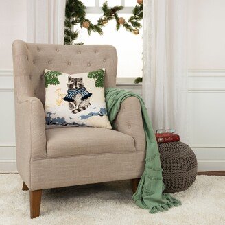 Holiday Raccoon Throw Pillow Cover