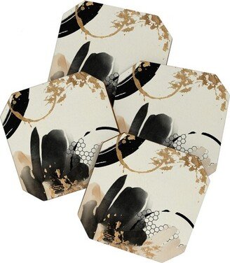 Sheila Wenzel-Ganny Black Ink Abstract Coaster Set