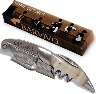 Barvivo Double Hinged Manual Wine Key & Wine Opener with Foil Cutter Knife & Cap Remover, White Resin