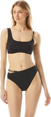 Signature Solids Logo Chain Bikini Top (Black) Women's Swimwear