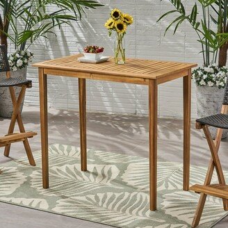 Austiom Leading LLC Indoor-Outdoor Minimalist Acacia Wood Rectangle Bar Table