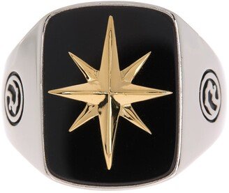 Sterling Silver & 18K Yellow Gold Star Onyx Ring