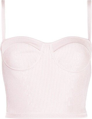 Rib-Knitted Bustier Crop Top