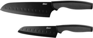 Slice Craft 2 Piece Stainless Steel Santoku Knife Set in Black