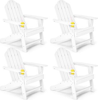 4PCS Patio Adirondack Chair Weather Resistant Garden Deck W/Cup Holder