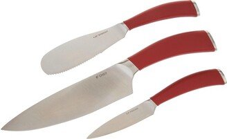 Valerie Bertinelli 3-Piece Kitchen Utility Cutlery Set Model K47184 Red