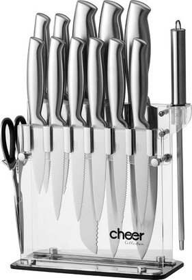 Cheer Collection Stainless Steel 14-Piece Knife Set with Acrylic Stand