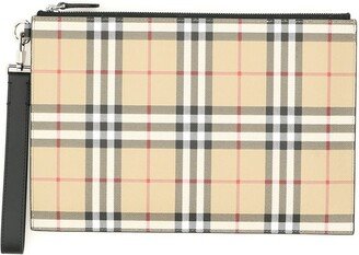 Checked Zipped Clutch Bag