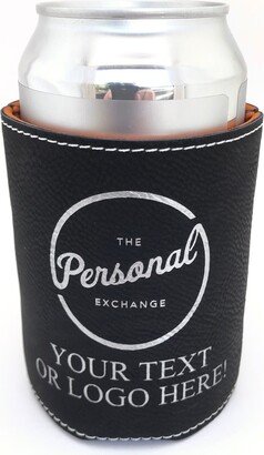 Custom Logo Or Text Faux Leather Can Cooler Laser Engraved 9 Colors To Choose From