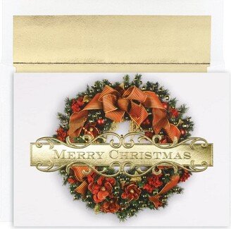 Masterpiece Studios Holiday Collection 16 Cards / 16 Foil Lined Envelopes, Christmas Wreath