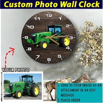 Tractor Lovers Gifts Personalized Wooden Wall Clock, Unique Gift For Farmers, Owners, Pulling, Cool Farmer Birthday Present