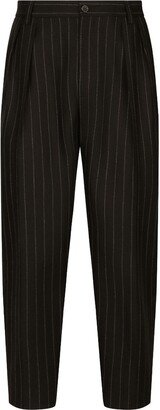 Pinstripe Wool Tapered Trousers