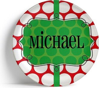 Christmas Dotty Plate -Personalized - Cupcake Thermosaf Kids Plates For