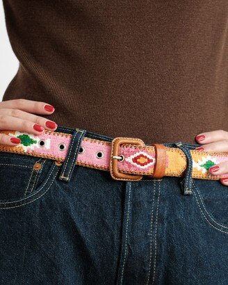 Handwoven Guatemalan Belt Orange Pink