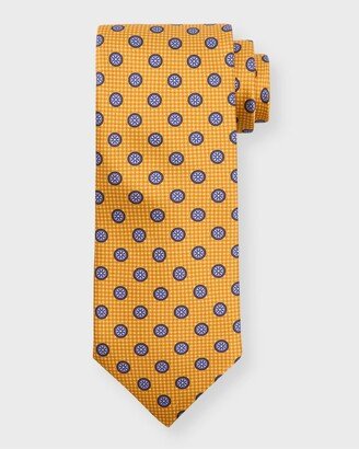 Men's Circle-Print Silk Tie-AB