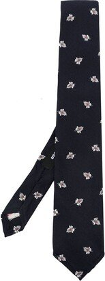 Floral-Embroidered Silk Tie-AA