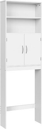 Free Standing Over the Toilet Storage with Doors and Open Shelves, White