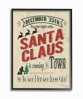 Santa For One Night Only Typography Framed Giclee Art, 11 x 14