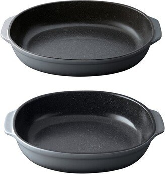 GEM Stoneware 2Pc Oval Baking Dish Set, Small and Large