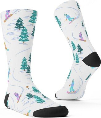 Socks: Cool Snowboarders - Multicolor Custom Socks, Green