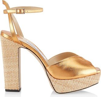 Sacaria 120MM Metallic Leather Platform Sandals