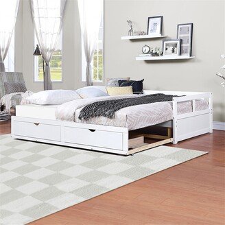 AOOLIVE Wooden Daybed with Trundle Bed and Two Storage Drawers