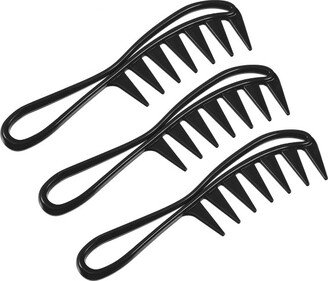 Unique Bargains Anti Static Hair Comb Wide Tooth for Thick Curly Hair Hair Care Detangling Comb For Wet and Dry Black 3 Pcs