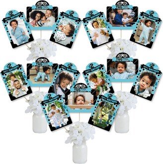 Big Dot of Happiness Two Cool - Boy - Blue 2nd Birthday Party Picture Centerpiece Sticks - Photo Table Toppers - 15 Pieces