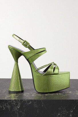 D’Accori - Belle Textured-leather Platform Sandals - Green