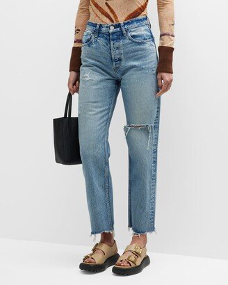 Elma Distressed Wide Straight Jeans