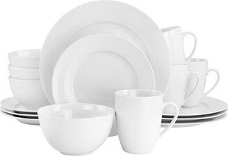 Home Classic Pearl 16 Piece Fine Ceramic Dinnerware Set in White