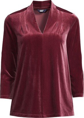 Women's Plus Size 3/4 Sleeve Velvet Top