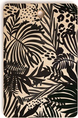 Marta Barragan Camarasa Wild abstract jungle on black Rectangle Cutting Board