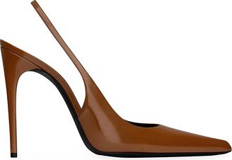 Vendome Slingback Pumps In Glazed Leather