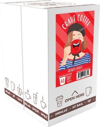 Crave Beverages French Roast Coffee Flavored Pods Keurig 2.0,Dark Roast,40 Count