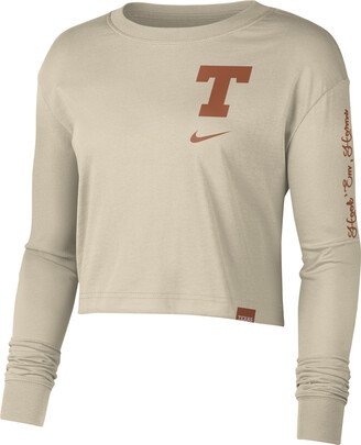 Texas Women's College Crew-Neck Long-Sleeve T-Shirt in Brown