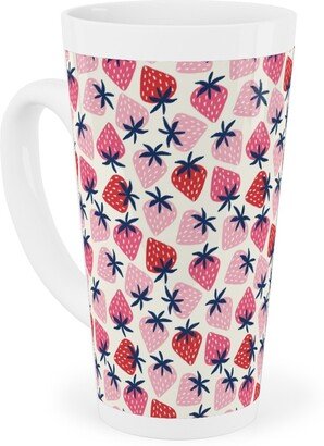 Mugs: Strawberries - Pink And Red Tall Latte Mug, 17Oz, Pink