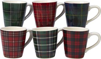 Christmas Plaid 16 oz. Mug, Set of 6 Assorted Designs, 6 Count (Pack of 1), Multicolor