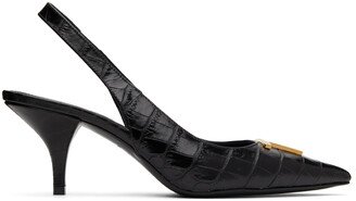 Black Croc Slingback Heels