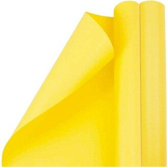 JAM Paper & Envelope JAM PAPER Yellow Matte Gift Wrapping Paper Rolls - 2 packs of 25 Sq. Ft.