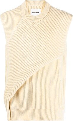 Crossover-Panelled Ribbed-Wool Vest