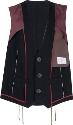 Patchwork-Design Wool Vest