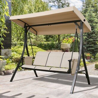 Unbrand 3-Seater Outdoor Porch Swing Patio Hammock Swing Glider Bench with Adjustable Canopy