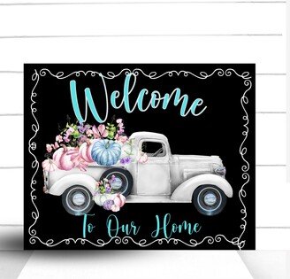 Wreath Sign, Welcome Fall Truck Pastel Sugar Pepper Designs, Sign For