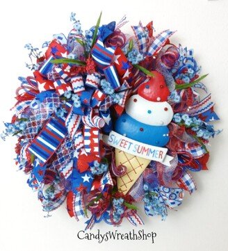 Summer Wreath, Ice Cream Patriotic Welcome, Summer, Welcome Wreath