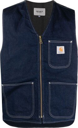 Chore logo-patch denim vest