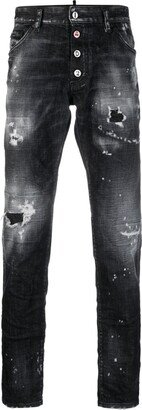 Distressed Slim-Cut Jeans-AA