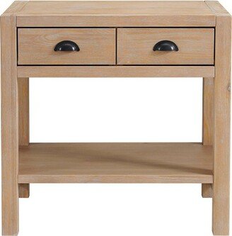 Arden 2 Drawer Wood Nightstand with Open Shelf Light Driftwood