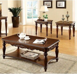 Wooden Coffee & End Tables Set, Cherry Brown, Pack of 3